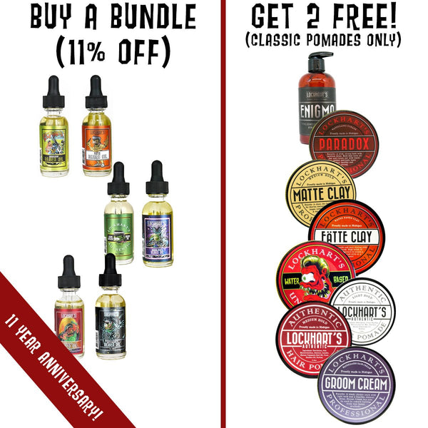 11 year Beard Bundle! Buy 2 Beard Oils get 2 Classic Pomades ON US! - Lockhart's Authentic