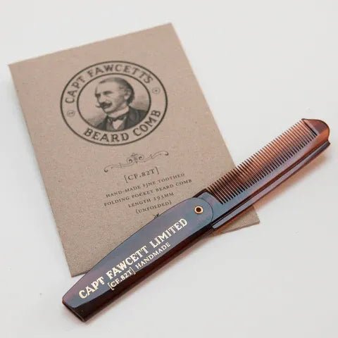Captain Fawcett Folding Pocket Beard Comb - Lockhart's Authentic Grooming Company, LLC