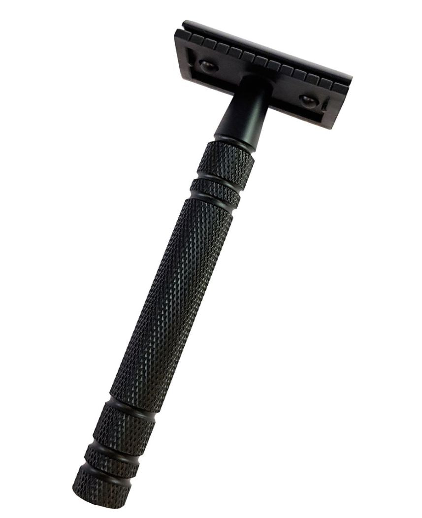 Hans Baier 3 - tlg. Rasierhobel matt - schwarz mit 10 Rasierklingen - Lockhart's Authentic Grooming Company, LLC