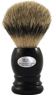 Hans Baier Rasierpinsel Silberspitz - Dachshaar mit schwarzem Kunststoffgriff - Lockhart's Authentic Grooming Company, LLC